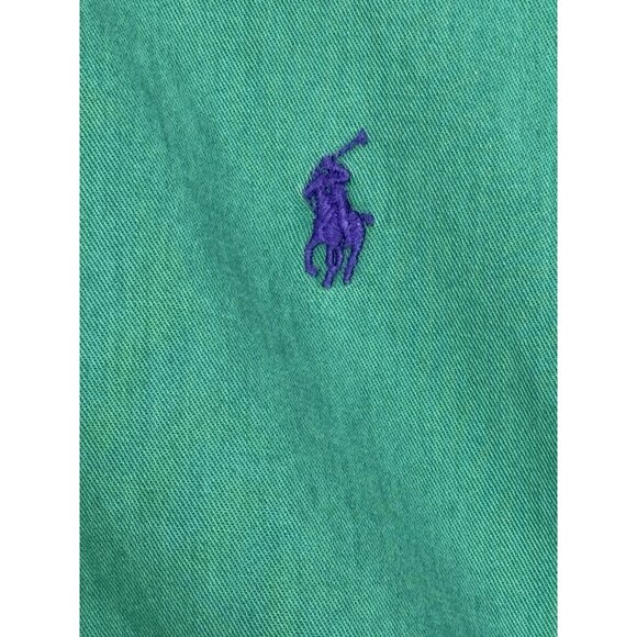 RALPH LAUREN Shirt Mens Green Solid Long Sleeve Purple Pony Blaire Classic Sz XL - Picture 4 of 7